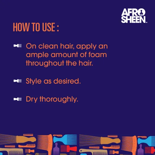 Vista 4 de Afro Sheen Espuma de flexión de textura. Para hidratación, definición de rizos y brillo. 8.5 Oz.