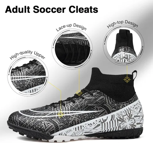 Vista 6 de ASoftLand Tacos de fútbol para hombre y mujer, tacos de fútbol para niño grande AGFG