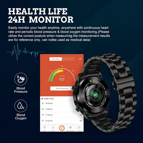 Vista 5 de Reloj inteligente para hombre para Android iOS, llamadas Bluetooth, chat de voz con monitor de frecuencia cardíaca/sueño, monitor de fitness