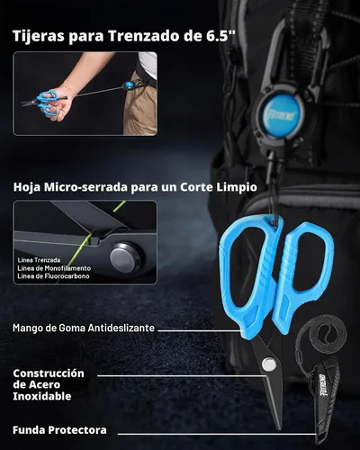 Vista 4 de Kit de herramientas de pesca, equipo de pesca, alicates de pesca con funda, cuchillo de filete, tijeras de pesca, pinza de labios de pescado