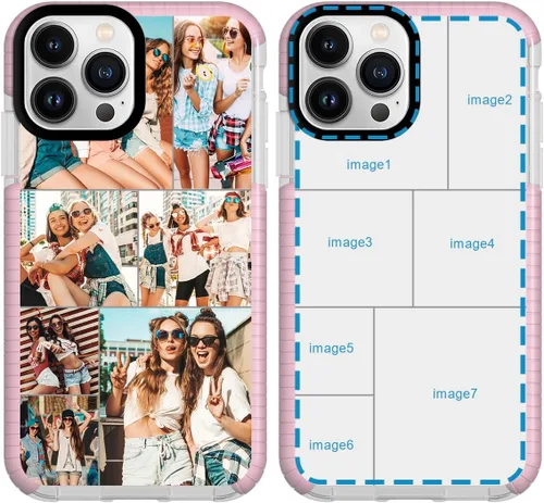 Vista 24 de Funda personalizada para iPhone 15 Pro Max personalizada con collage de múltiples imágenes, resistente a los impactos, funda protectora de TPU