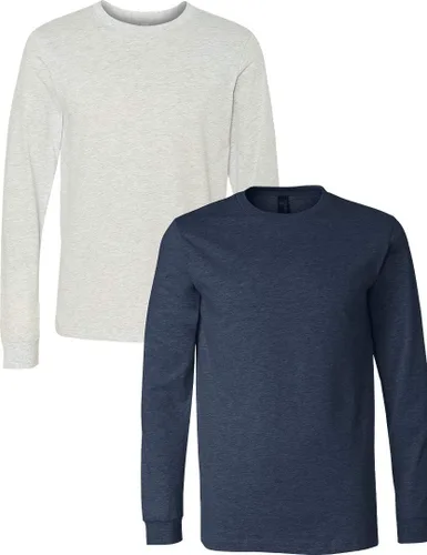 Vista 77 de Canvas Filmore 3501 - Camiseta de 4.2 onzas para hombre manga larga (1) Ceniza + (1) Jaspeado atlético