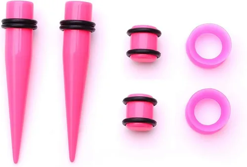 Vista 6 de JieyueJewelry - Paquete de 50 unidades para estiramiento de oreja (14G-00G),túneles de silicona, conos y tapones acrílicos, set para expandir
