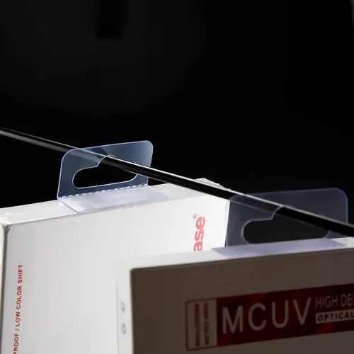 Vista 4 de AIEX 200 pestañas transparentes autoadhesivas colgantes pestañas colgantes con agujeros de ranura para artículos de venta al por menor en tienda