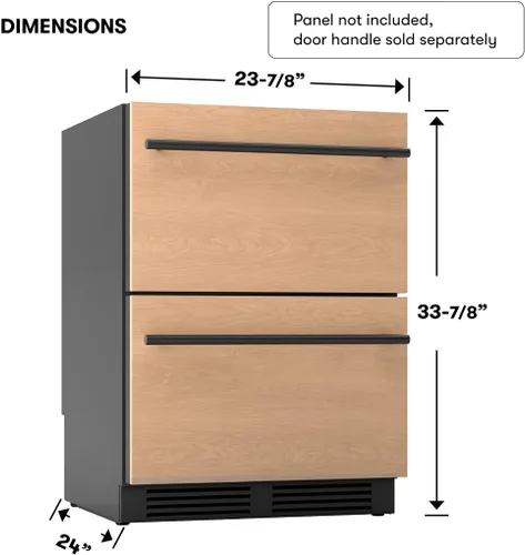 Vista 3 de Zephyr Presrv - Cajones de refrigerador de doble zona listos para panel de 24 pulgadas, refrigerador de vino y bebidas, enfriador de vino, bar