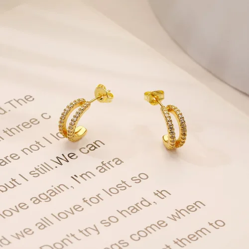 Vista 25 de 2 Pairs Double Hoop Earrings, Gold Cartilage Earrings for Women, Small Silver Helix Piercing Jewelry,Spiral Nose Ring Tiny Twist Earrings as Gift