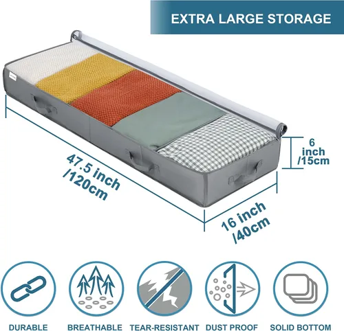 Vista 2 de Contenedores de almacenamiento debajo de la cama, paquete de 2 bolsas debajo de la cama, contenedores de almacenamiento transparentes debajo