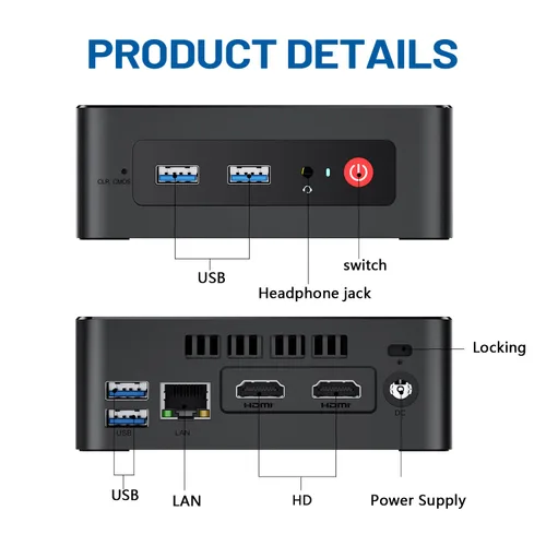 Vista 5 de Kinhank Mini PC Super Console X PC Lite Video Game Console Built-in 120,000+ Classic Games,Intel Celeron J4125 Win11 Pro& Batocera 33 Game System In