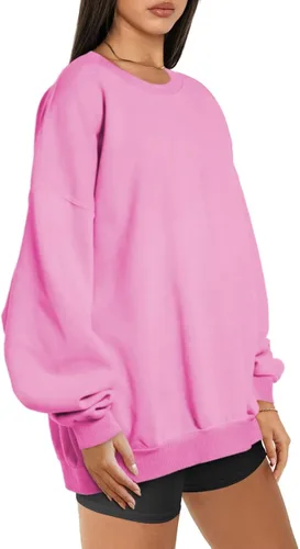 Vista 2 de EFAN Sudaderas de forro polar de gran tamaño para mujer, manga larga, cuello redondo, sudadera casual con capucha