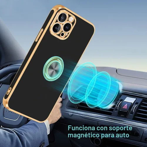 Vista 6 de Fingic Funda para iPhone 13 Pro Max, soporte giratorio de 360°, soporte de Negro/Dorado