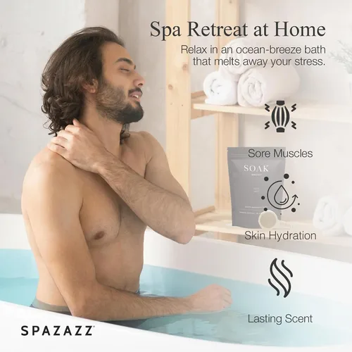 Vista 6 de Spazazz Sales de baño del Mar Muerto con magnesio y árnica, baño mineral de aromaterapia para relajación. Sales de remojo de bañera - Cristales