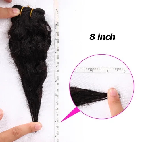 Vista 7 de VIOLET Cabello 8 Pulgadas Brasileño Rizado Profundo Tejido Cabello Corto Humano 6 Paquetes Con Cierre 100% Extensiones de Cabello Humano Sin