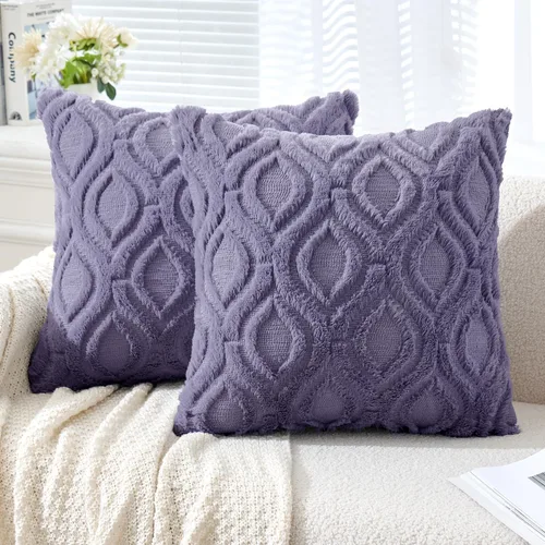 Vista 39 de MIULEE - Juego de 2 fundas de almohada de lana sintética suave y afelpada, fundas decorativas de estilo bohemio para sofá, sala de estar, cama, 16 x