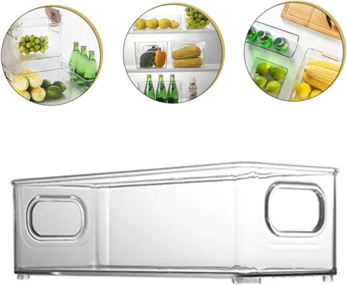 Vista 9 de SMASOLO Caja de almacenamiento transparente para refrigerador, versátil organizador de refrigerador para bebidas, frutas y verduras, organiza