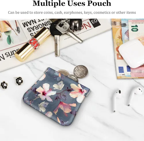 Vista 3 de Fintie - Monedero de piel sintética para monedas para mujeres y niñas, Hibisco floreciente., Moda