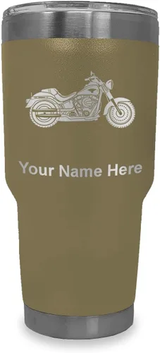 Vista 10 de LaserGram Vaso personalizado de 20 onzas, motocicleta (negro) Regalo grabado para motociclistas, acero inoxidable aislado al vacío, grabado