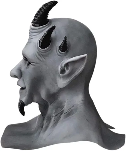 Vista 3 de brableewear Sin of Pride Superbia Máscara de demonio espeluznante de cabeza completa, máscara de látex de Halloween Cosplay accesorios para adultos