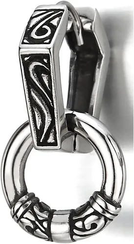 Vista 2 de Par de aretes de aro hexagonales de acero inoxidable con bisagras para hombres y mujeres, estilo tribal vintage, Acero inoxidable Metal