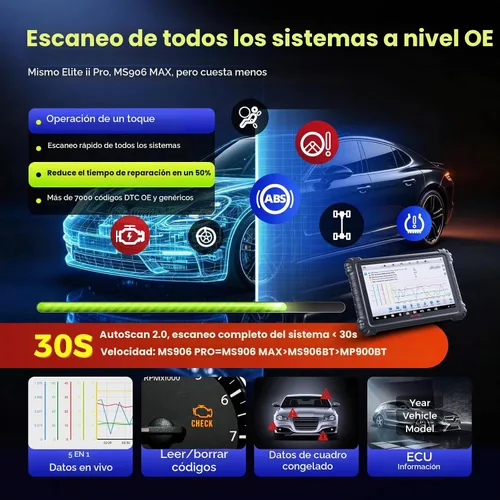 Vista 7 de Autel Escáner MaxiSYS MS906 PRO w/MV108S, herramienta de escaneo ECU C0ding