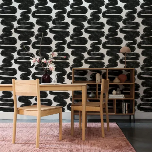 Vista 9 de Tempaper x Bobby Berk Papel Tapiz Removible de Despegar y Pegar White & Black Wiggle Room, 20.5 pulgadas X 9 pies, Hecho en los Estados Unidos