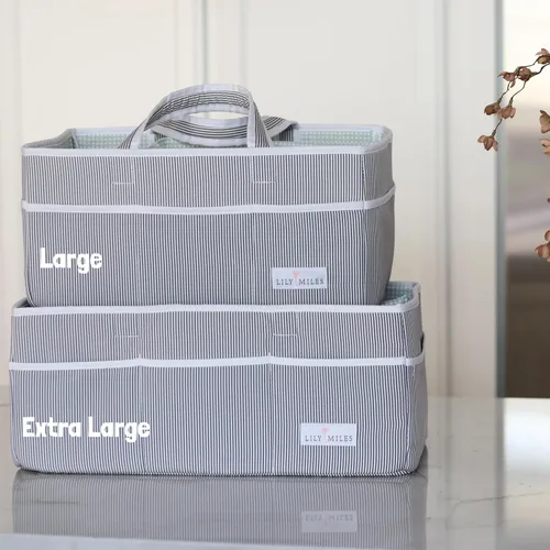 Vista 5 de Lily Miles Organizador de pañales para bebé - Bolso tote organizador para artículos esenciales de bebé niña - Cesta de regalo para baby shower