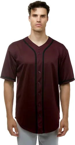 Vista 8 de JC DISTRO Camiseta de béisbol de manga corta con botones para hombre
