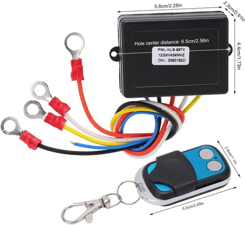 Vista 2 de Cabrestante de control remoto, interruptor de control remoto de cabrestante de 75 pies, receptor de 434 MHZ, 12 V, 24 V, universal para automóvil