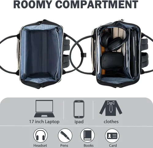 Vista 4 de KROSER Mochila para laptop de 17 pulgadas, elegante mochila de trabajo