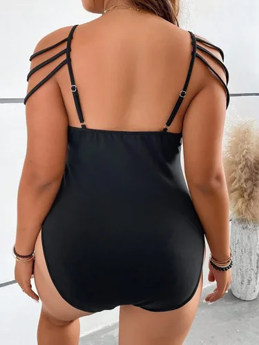 Vista 2 de SOLY HUX Women's Plus Size Bodysuit Criss Cross Front Spaghetti Strap Cami Bodysuit Tops