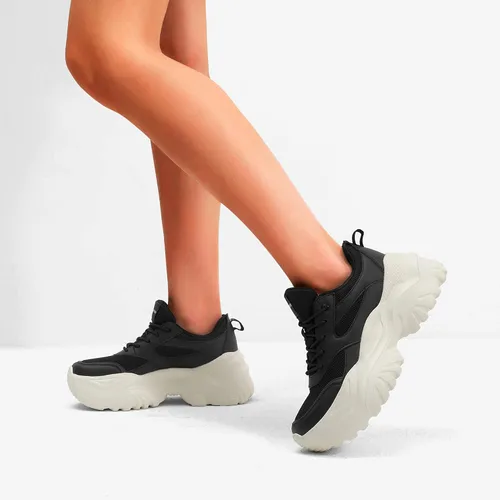 Vista 5 de DREAM PAIRS Tenis de moda para mujer, zapatos de malla transpirable para caminar, cómodos zapatos de plataforma de cuña para mujer