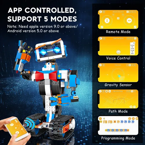 Vista 3 de okk Kit de robots, juego de robótica STEM para edades de 6 a 12 años, control remoto y de aplicaciones, programación y montaje de bricolaje.