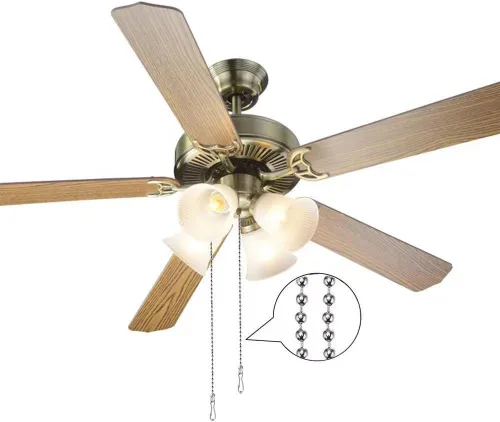 Vista 5 de 2 paquetes de extensión de cadena de tira con conector para luminaria de ventilador de techo, interruptor de extensión de cadena de acero inoxidable