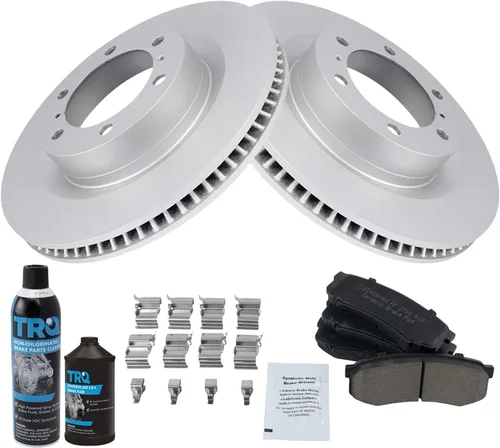 Vista 3 de TRQ Kit de pastillas de freno trasero y rotor, kit químico de freno, pastillas de freno, rotor de freno cerámico premium con revestimiento G