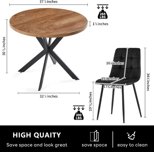 Vista 2 de Homedot Juego de mesa de comedor para 2, mesa de cocina de 3 piezas, juego de sillas de comedor redondas y negras para espacios pequeños, juego