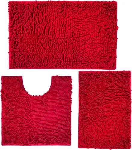 Vista 13 de Juego de 3 alfombras de baño antideslizantes de 3 piezas, alfombra de baño ultra suave, alfombra de baño absorbente y peluda, juego perfecto