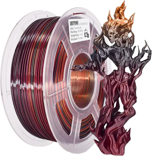 Vista 23 de Filamento para Impresora 3D PLA, Filamento PLA Arcoíris 1.75mm +/-0.02mm, Filamento PLA de Seda de Doble Color, Paquete de Filamento 3D Coextruido 2