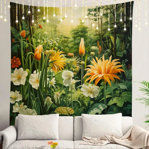 Vista 51 de Shrahala Modern Abstract Artwork Wall Tapestry, Orange Black Beige Wall Hanging Large Tapestry Decoration Polyester Fiber White Hem Around for Dorm