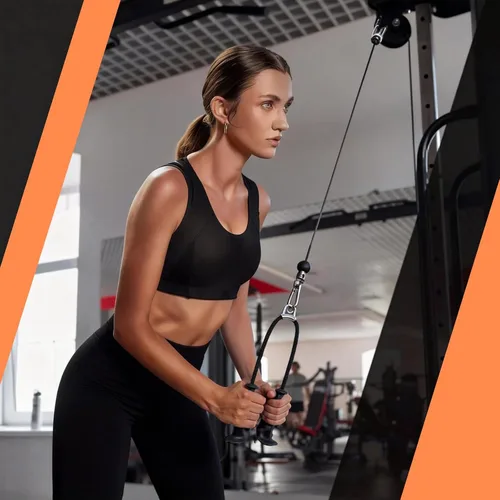 Vista 5 de Cuerda de tríceps con asas ergonómicas, cuerda de tríceps para sistema de poleas de máquina de cable, accesorios de gimnasio en casa