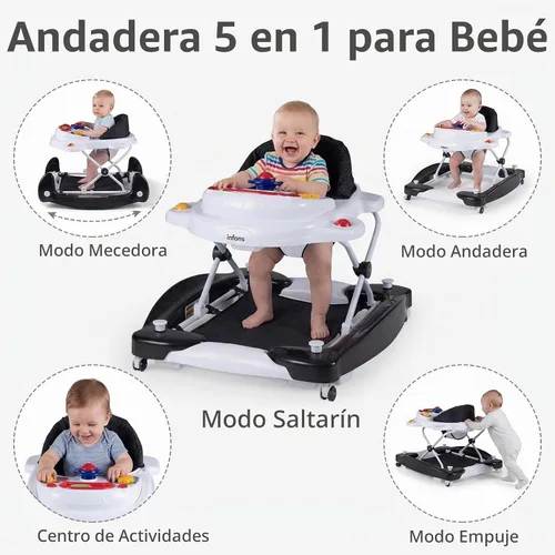 Vista 2 de INFANS Centro de actividades plegable 5 en 1 para bebés, color oscuro