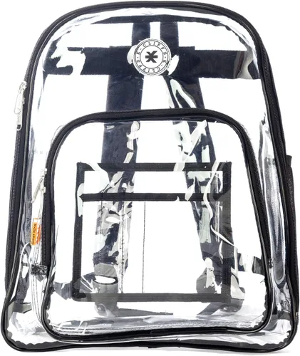 Vista 4 de K-Cliffs Large Transparent Backpack Clear Heavy Duty School Bag Durable Student Bookbag See Through Vinyl Daypack Workbag