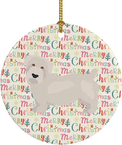 Vista 45 de Caroline's Treasures Abyssinian Sand Terrier - Adorno de cerámica para colgar en el árbol de Navidad, para el hogar, Navidad, fiestas, regalo, 3