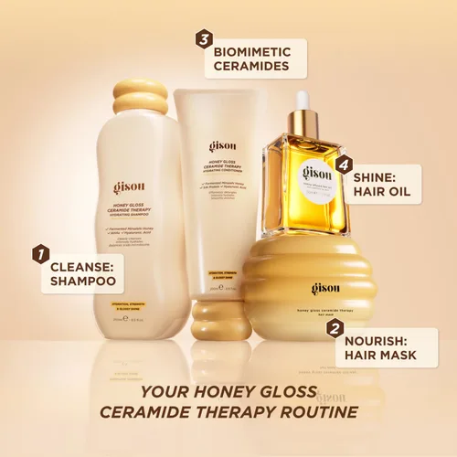 Vista 5 de Gisou Honey Gloss Hair Wash Duo - Champú y acondicionador hidratante con miel Mirsalehi fermentada, ceramidas biomiméticas y ácido hialurónico