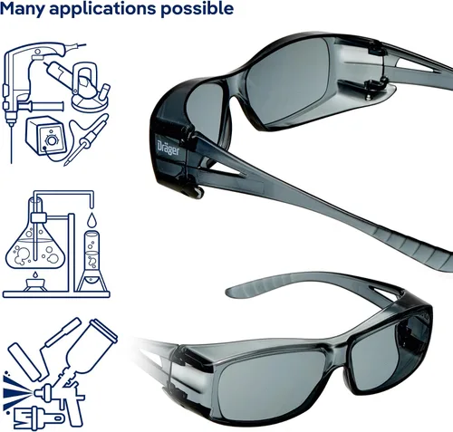 Vista 4 de Dräger Gafas de seguridad X-pect 2400 Antivaho y antiarañazos Para obras de construcción, laboratorio, taller