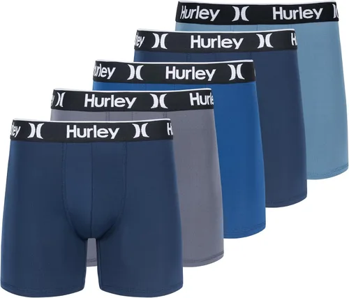 Vista 28 de Hurley calzoncillos tipo bóxer elásticos para hombre, paquete de 5 Combo de helecho de carbón