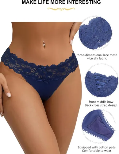 Vista 69 de ohyeah Tangas sexy de encaje tangas bragas de tiro bajo ropa interior para mujer de algodón entrepierna braga tangas bragas 4-18