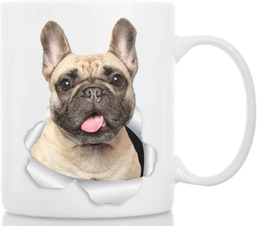 Vista 8 de Taza negra de bulldog francés – Taza de café divertida de cerámica – Regalo perfecto de bulldog francés – Bonita taza de café novedosa – Gran