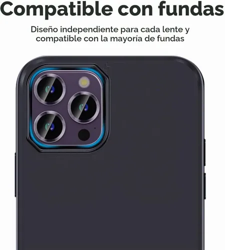 Vista 6 de Protector de lente de cámara Bling para iPhone 14 Pro/14 Pro Max, dureza 9H a prueba de rayones, protector de anillo individual de metal, accesorios