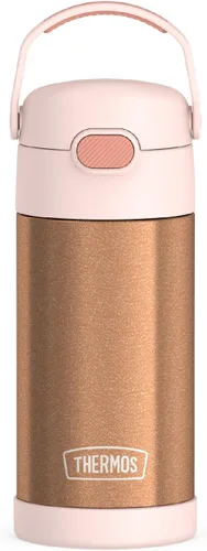Vista 13 de THERMOS FUNTAINER - Botella de agua con pajilla, 12 onzas, botella de agua de acero inoxidable aislada al vacío para niños con tapa, color negro