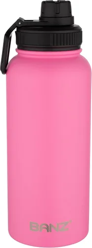 Vista 10 de Banz Botella de agua aislada - Botella de acero inoxidable de 32.1 fl oz con tapa deportiva adicional