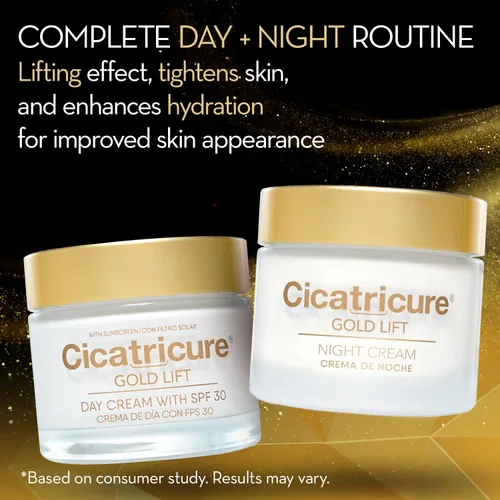 Vista 3 de Cicatricure Gold Lift, paquete de regalo de crema de día y noche, crema antiarrugas para mujeres, crema facial antienvejecimiento, hidratante